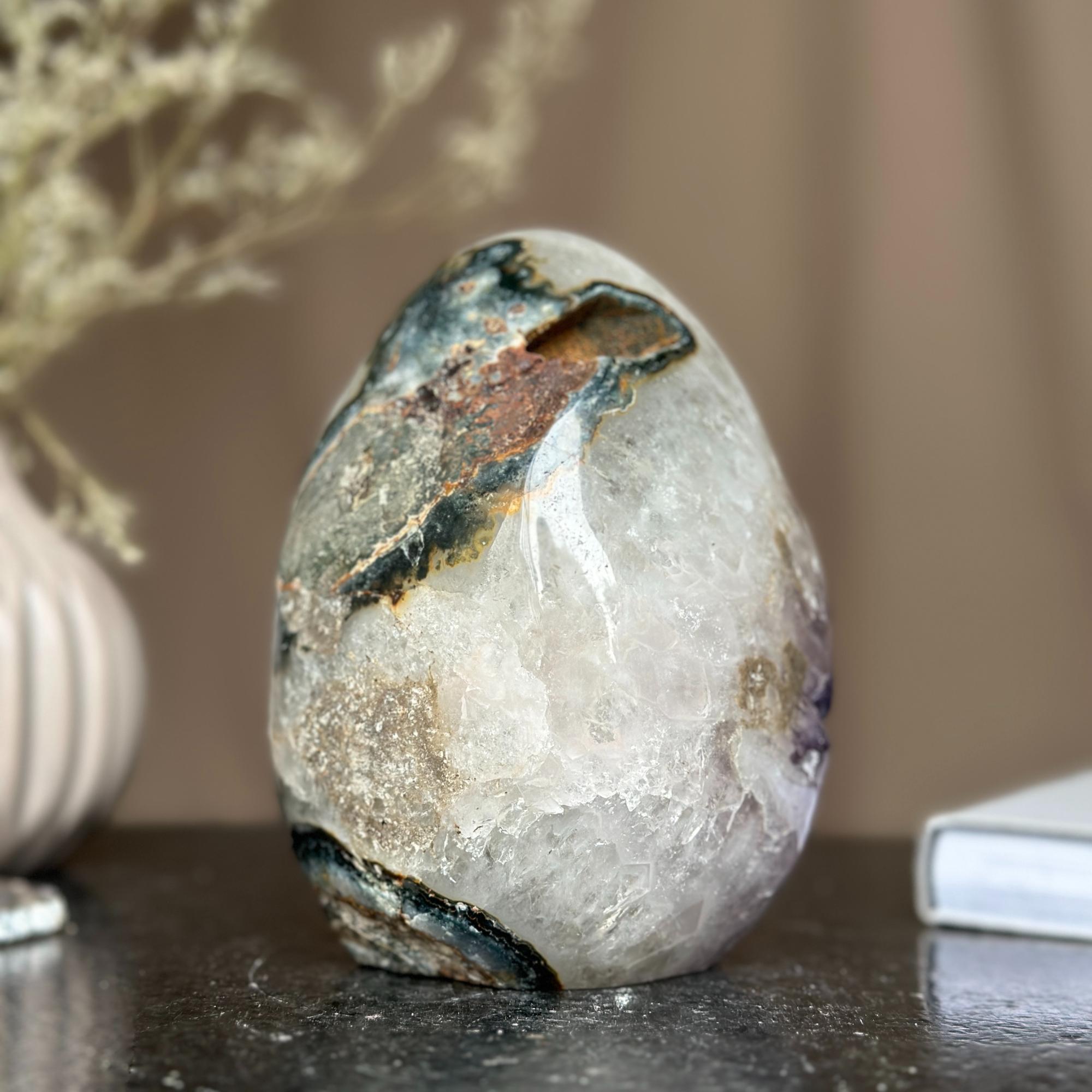 Genuine Amethyst Egg, Quartz Geode Cave, Crystal Cavern, Extra quality piece, Cut base polished specimen | Amethyst Geodes | Wiccan Center
