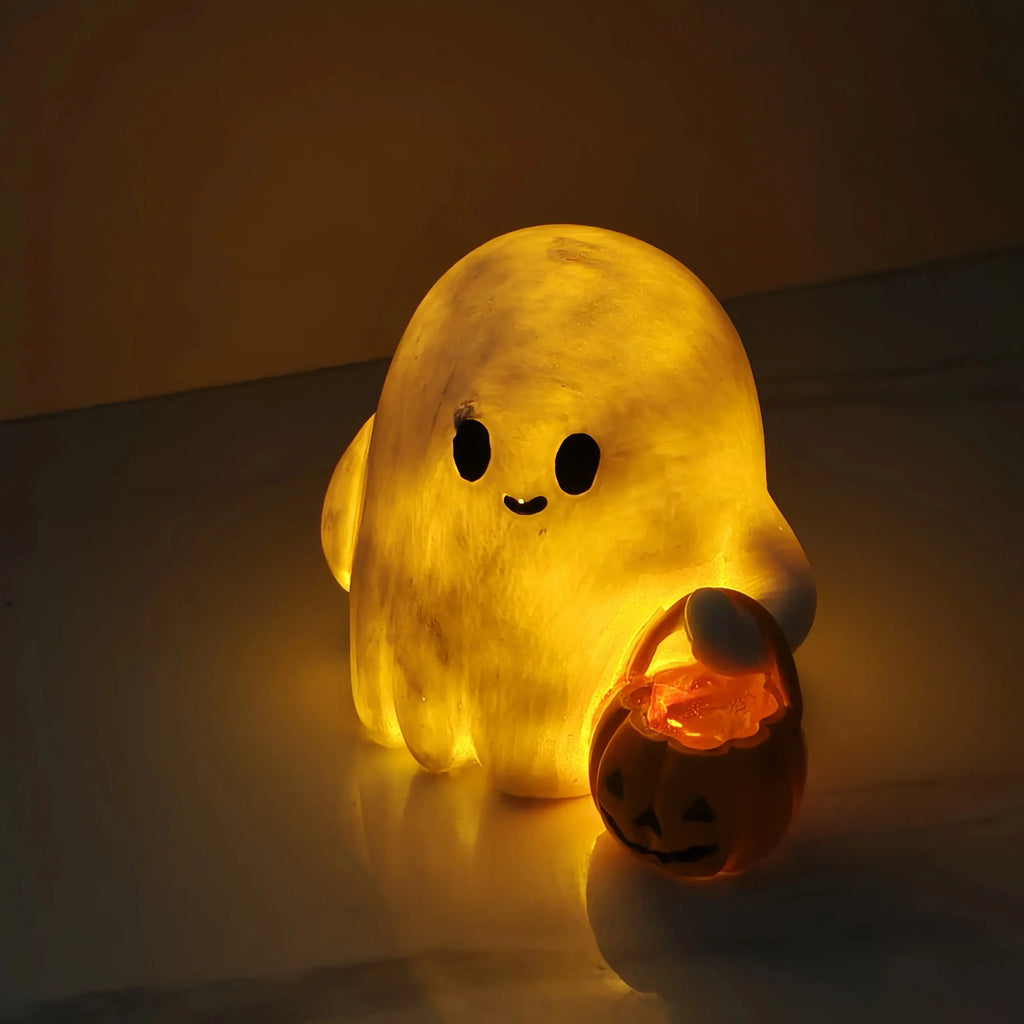 Light Up Ghost Pumpkin Statue | home decor | Wiccan Center