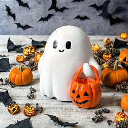 Light Up Ghost Pumpkin Statue | home decor | Wiccan Center