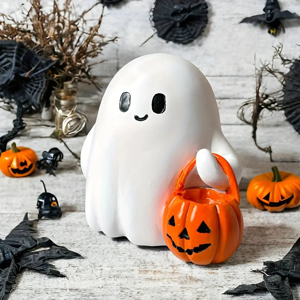 Light Up Ghost Pumpkin Statue | home decor | Wiccan Center