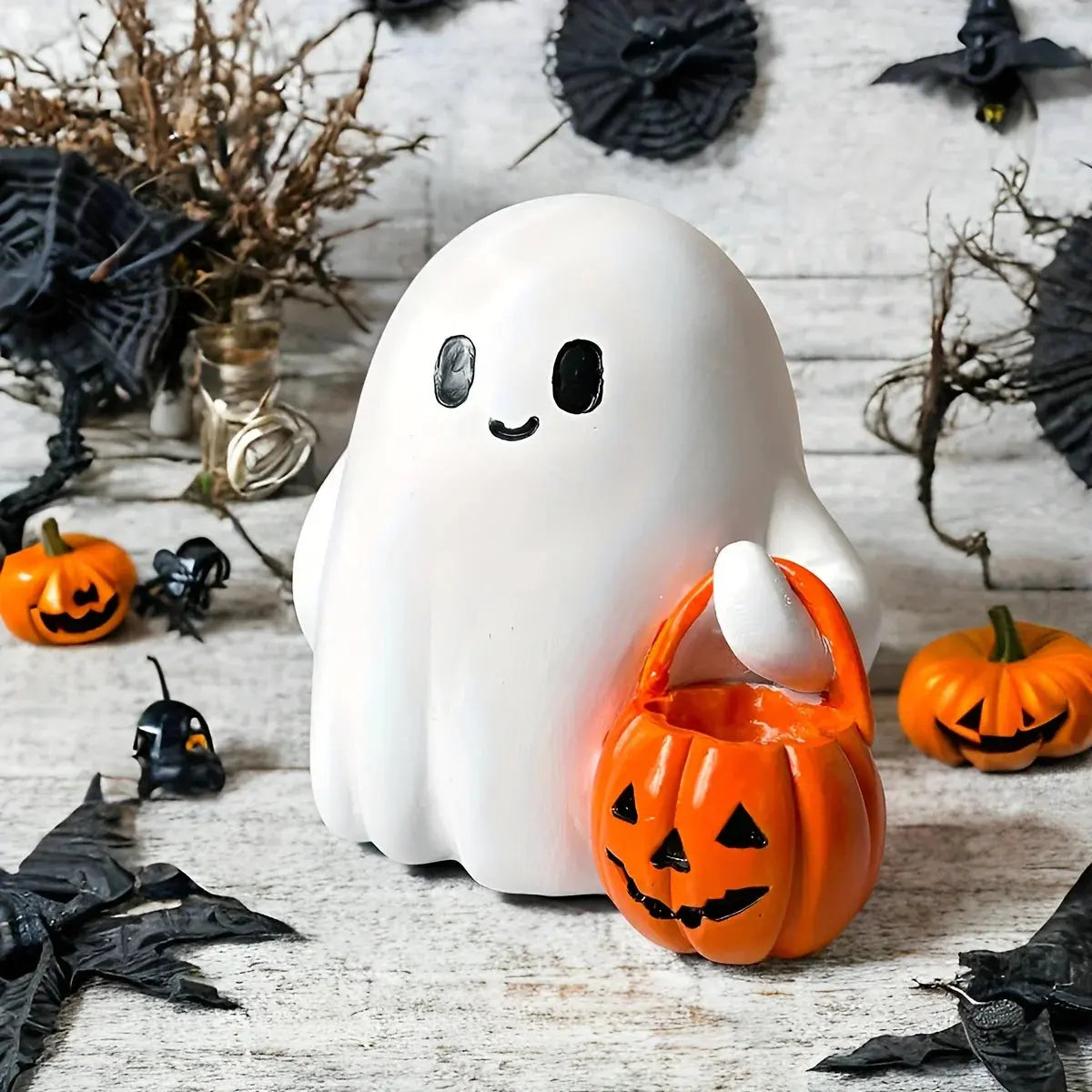 Light Up Ghost Pumpkin Statue | home decor | Wiccan Center