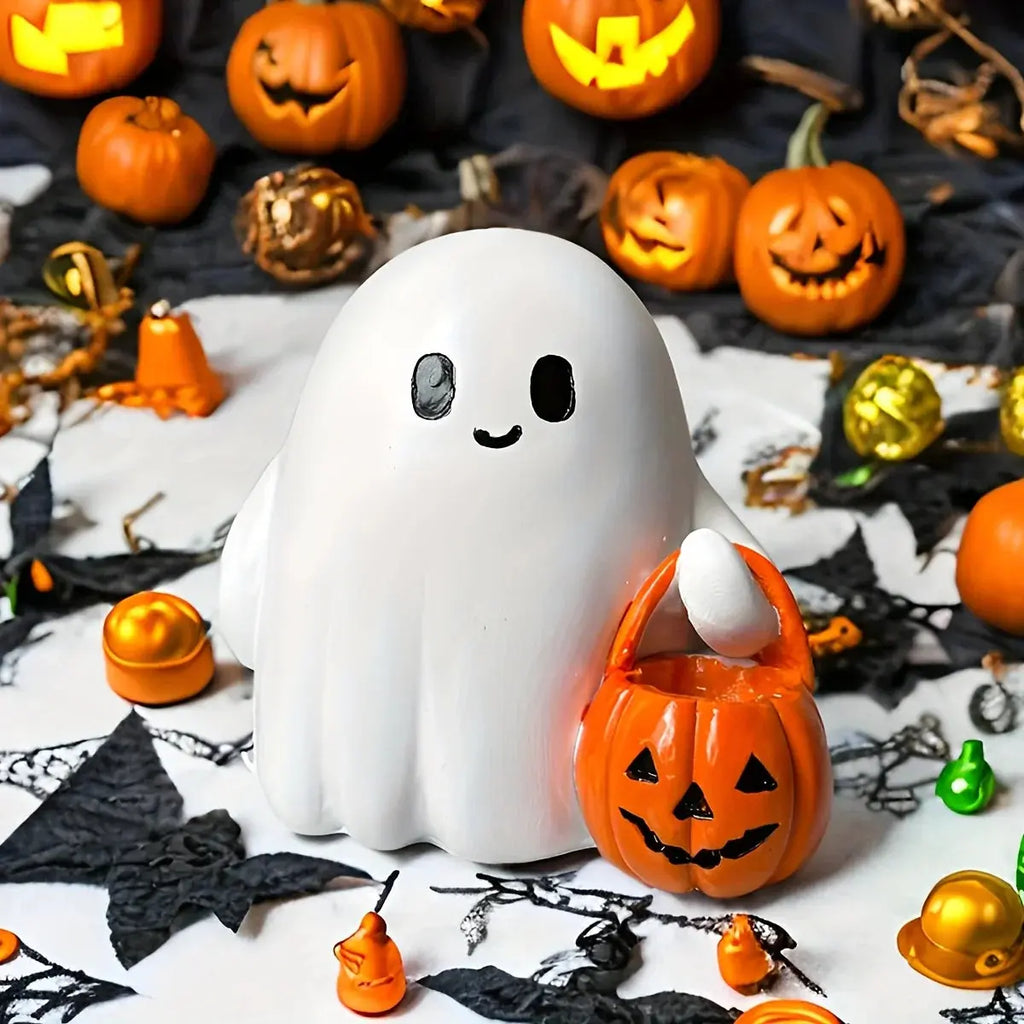 Light Up Ghost Pumpkin Statue | home decor | Wiccan Center