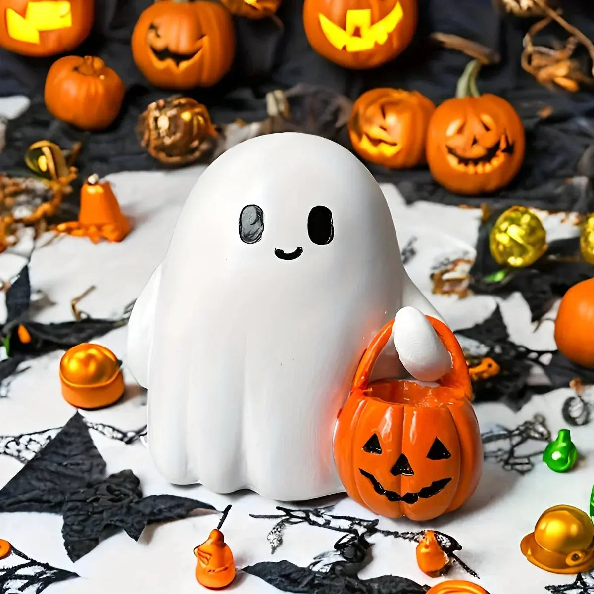 Light Up Ghost Pumpkin Statue | home decor | Wiccan Center