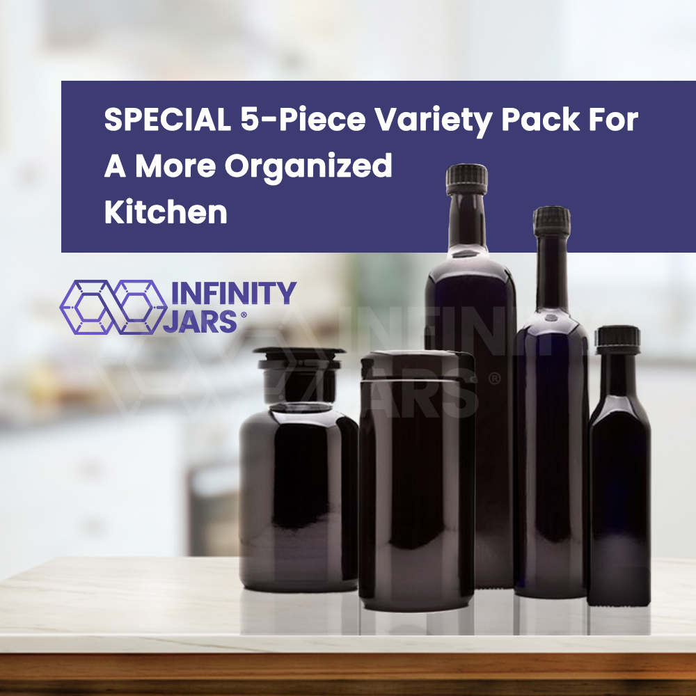 Kitchen Glass Jars Set: 250 ml, 1 L Oil Bottles, 500 ml Long Neck Bottle, 1 L Screw Top, 1 L Apothecary | | Wiccan Center