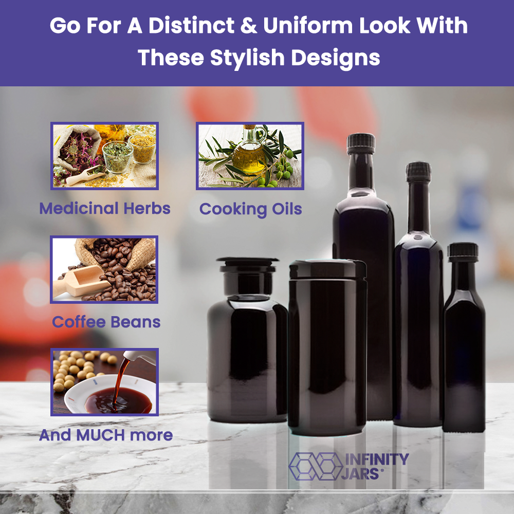 Kitchen Glass Jars Set: 250 ml, 1 L Oil Bottles, 500 ml Long Neck Bottle, 1 L Screw Top, 1 L Apothecary | | Wiccan Center