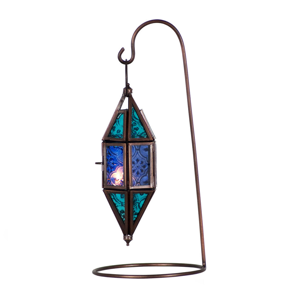 Glass & Metal Lantern Chapel Aquamarine & Blue | Lantern | Wiccan Center