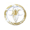 White w/Gold Goddess Metal Altar Tile Silver Plated over Solid Brass | Figurine | Wiccan Center