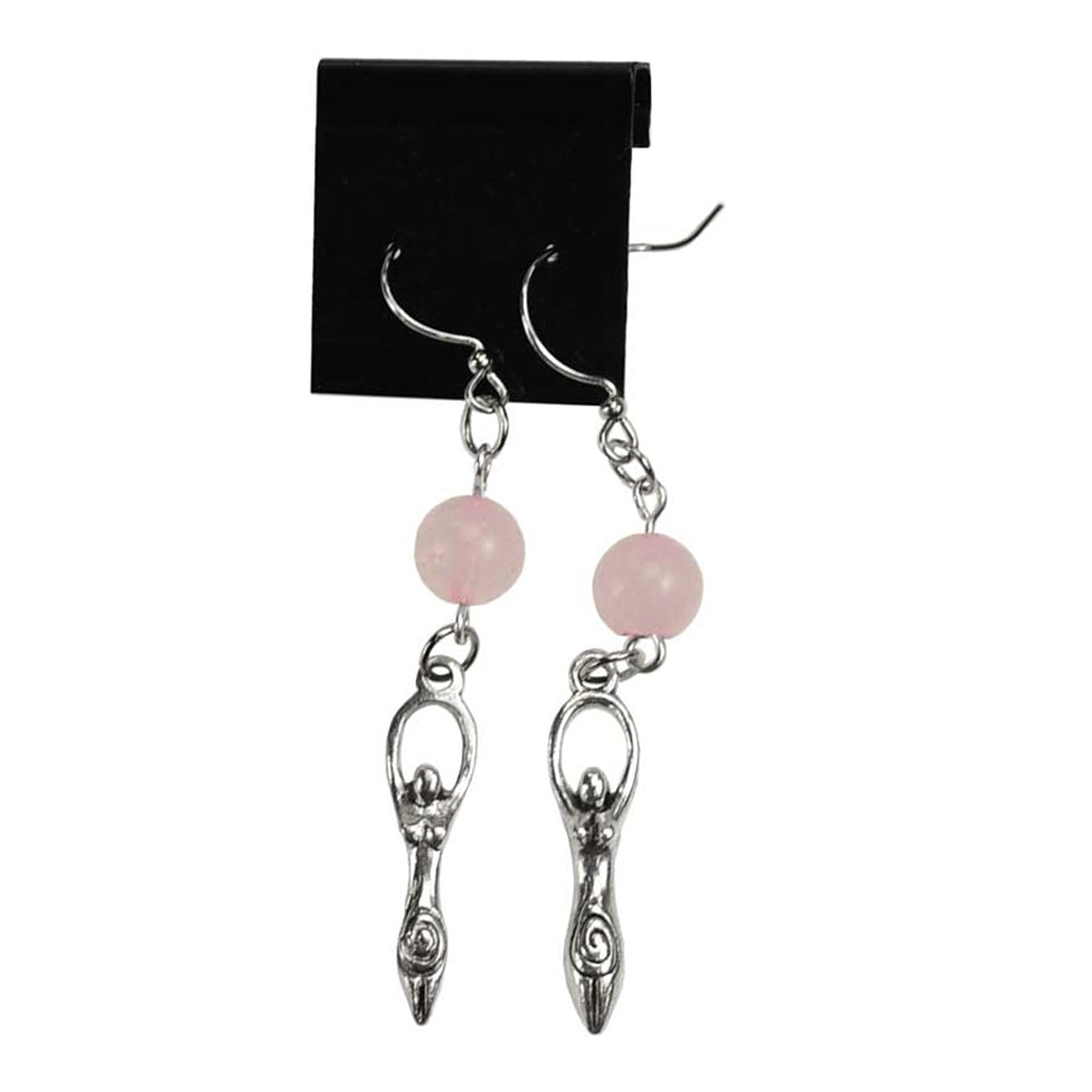 Rose Quartz Goddess Earrings | Earring | Wiccan Center