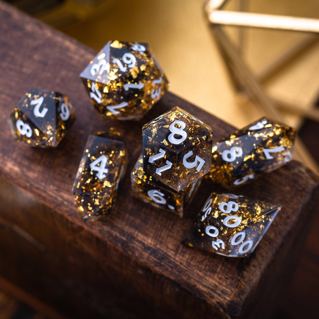 Gold Handmade Resin DND Dice Set | Resin Dice | Wiccan Center