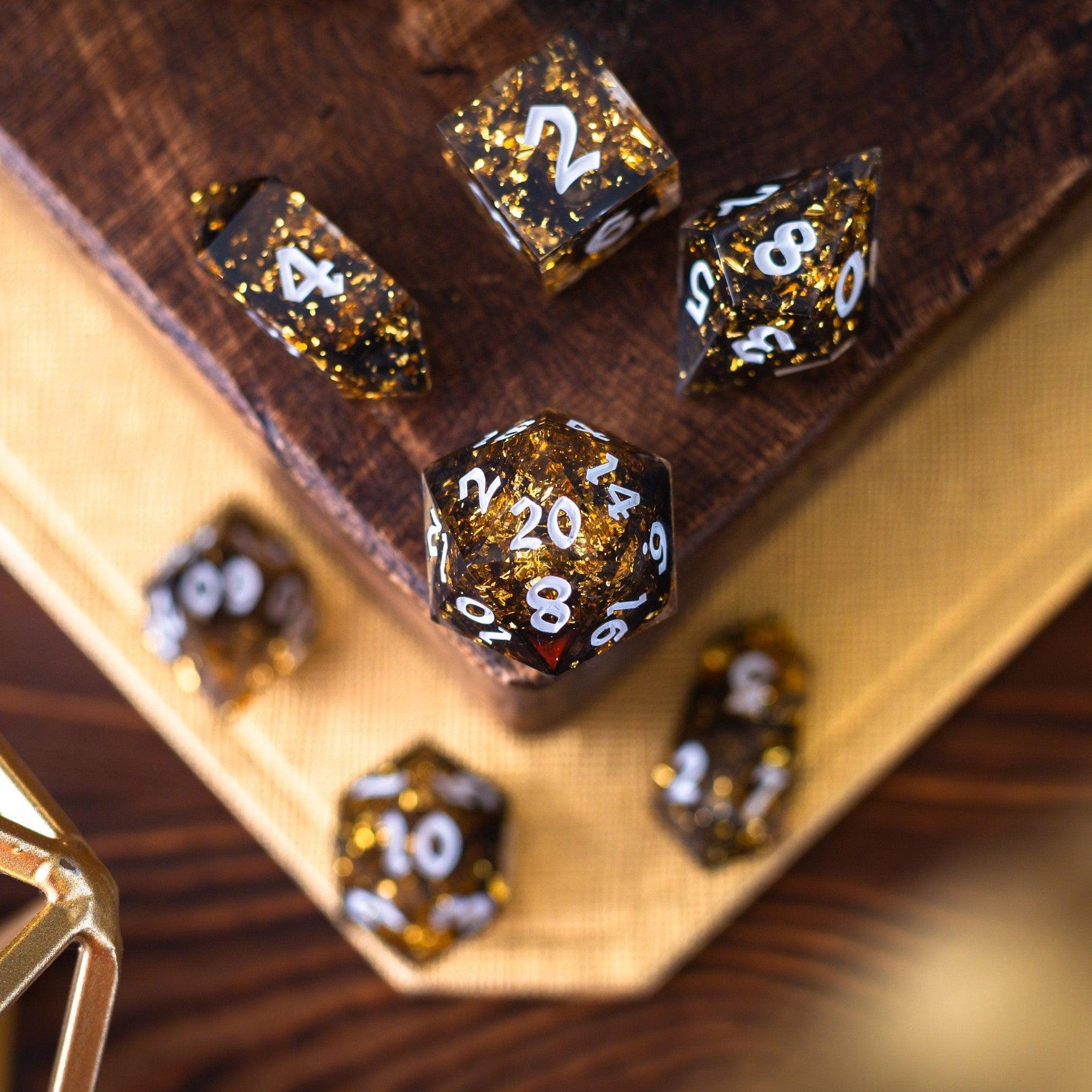 Gold Handmade Resin DND Dice Set | Resin Dice | Wiccan Center