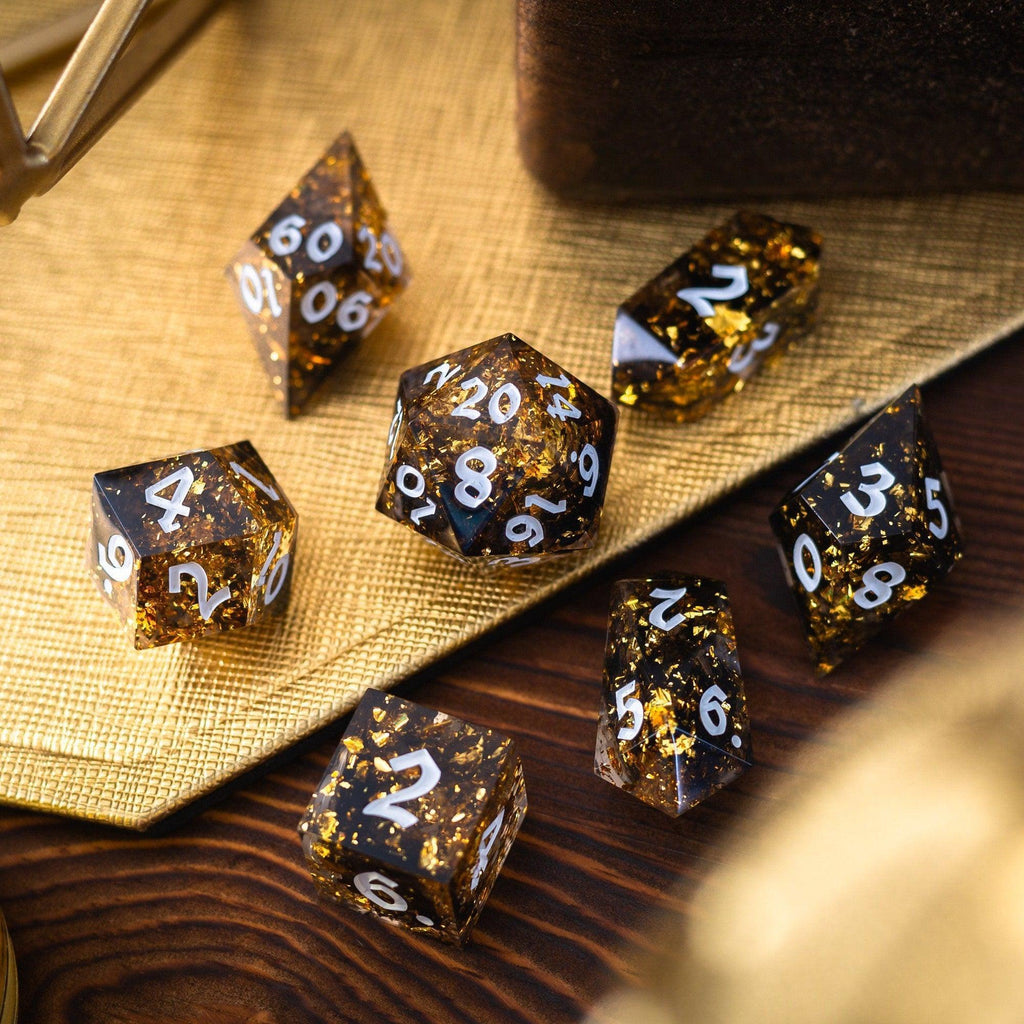 Gold Handmade Resin DND Dice Set | Resin Dice | Wiccan Center