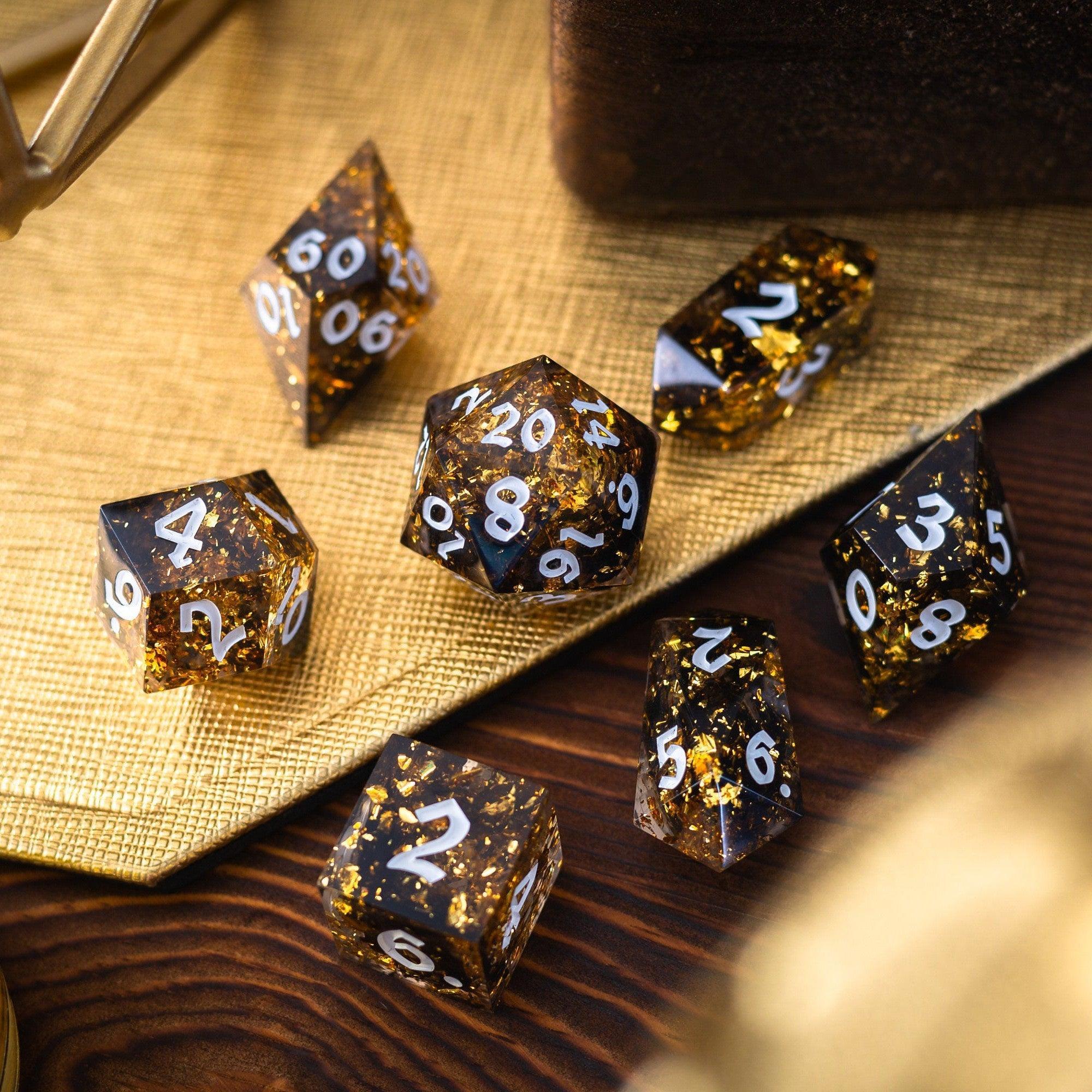 Gold Handmade Resin DND Dice Set | Resin Dice | Wiccan Center