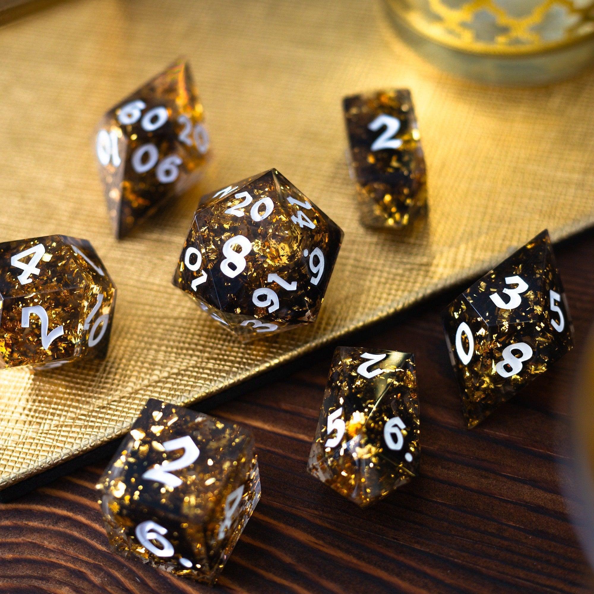 Gold Handmade Resin DND Dice Set | Resin Dice | Wiccan Center