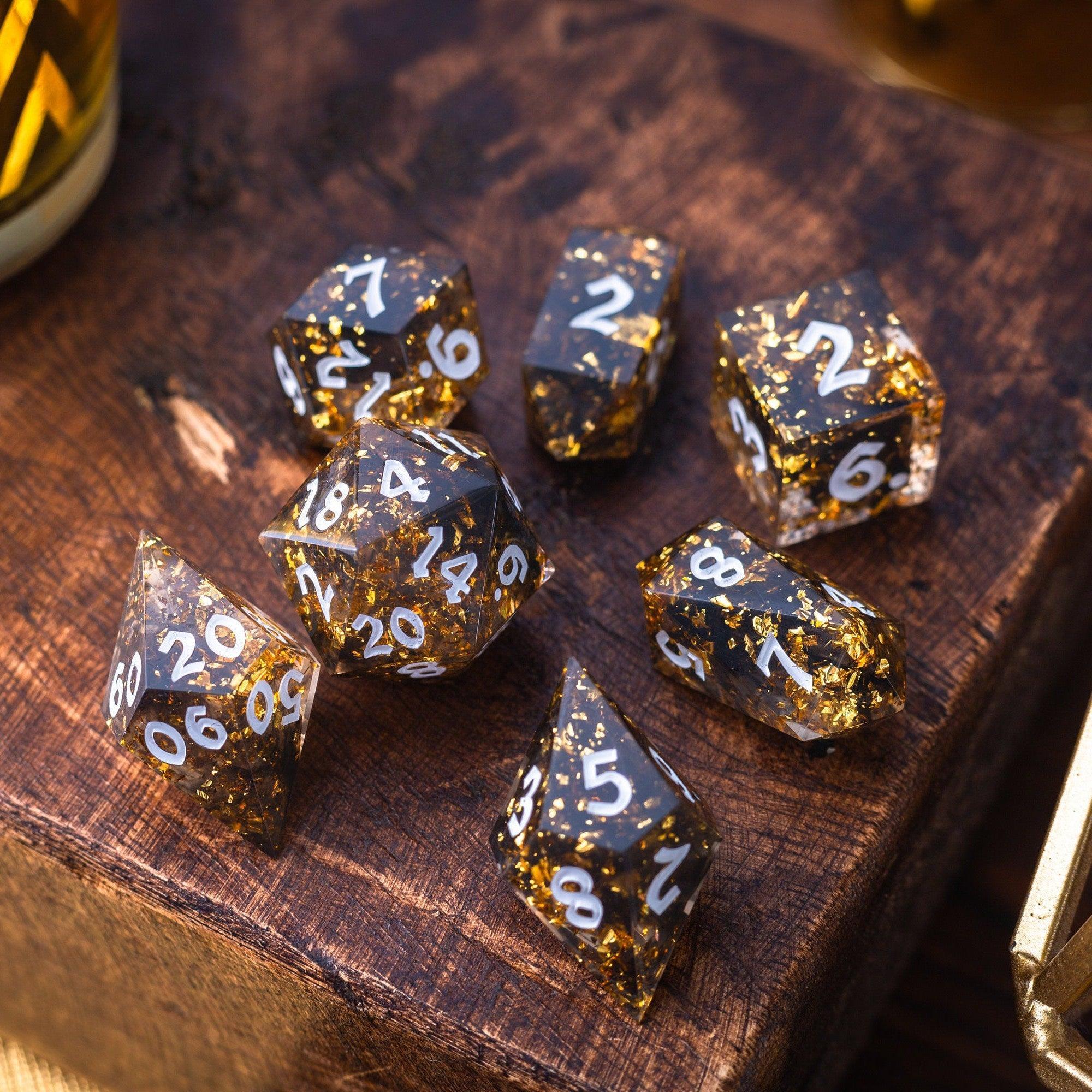 Gold Handmade Resin DND Dice Set | Resin Dice | Wiccan Center