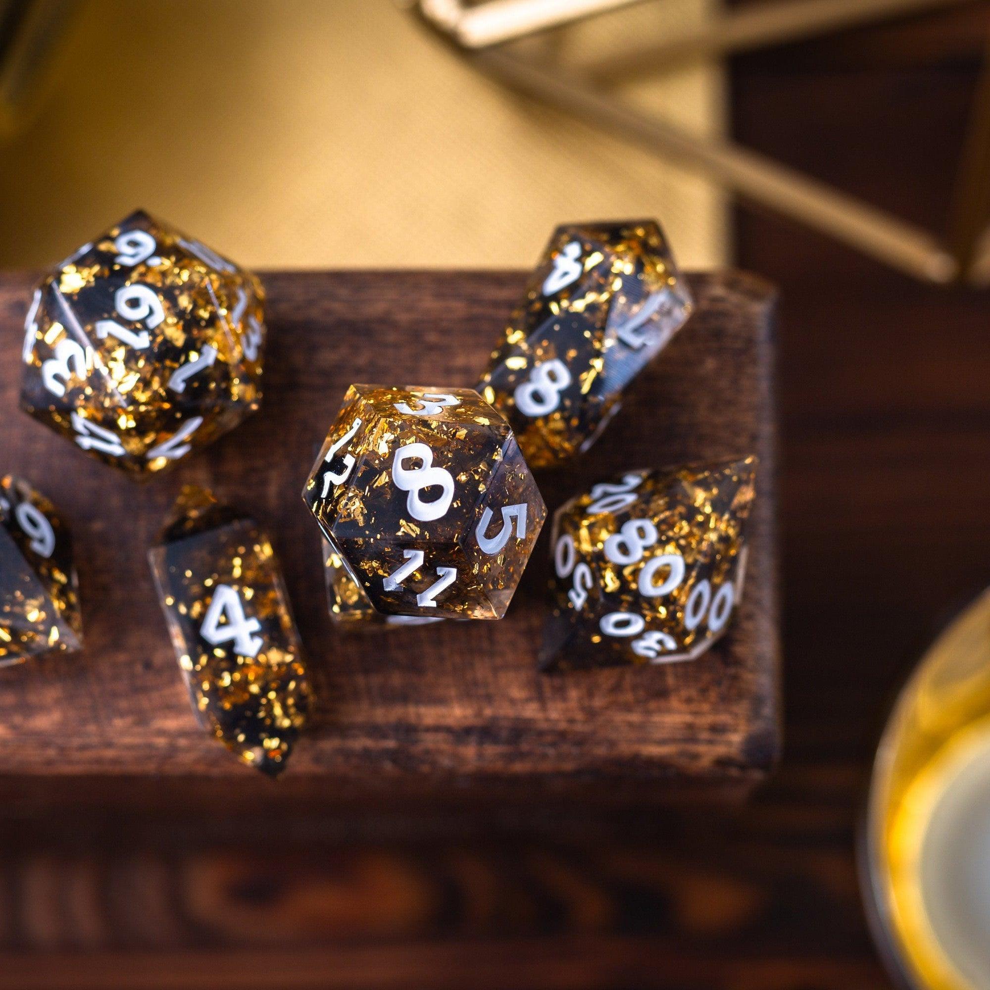 Gold Handmade Resin DND Dice Set | Resin Dice | Wiccan Center