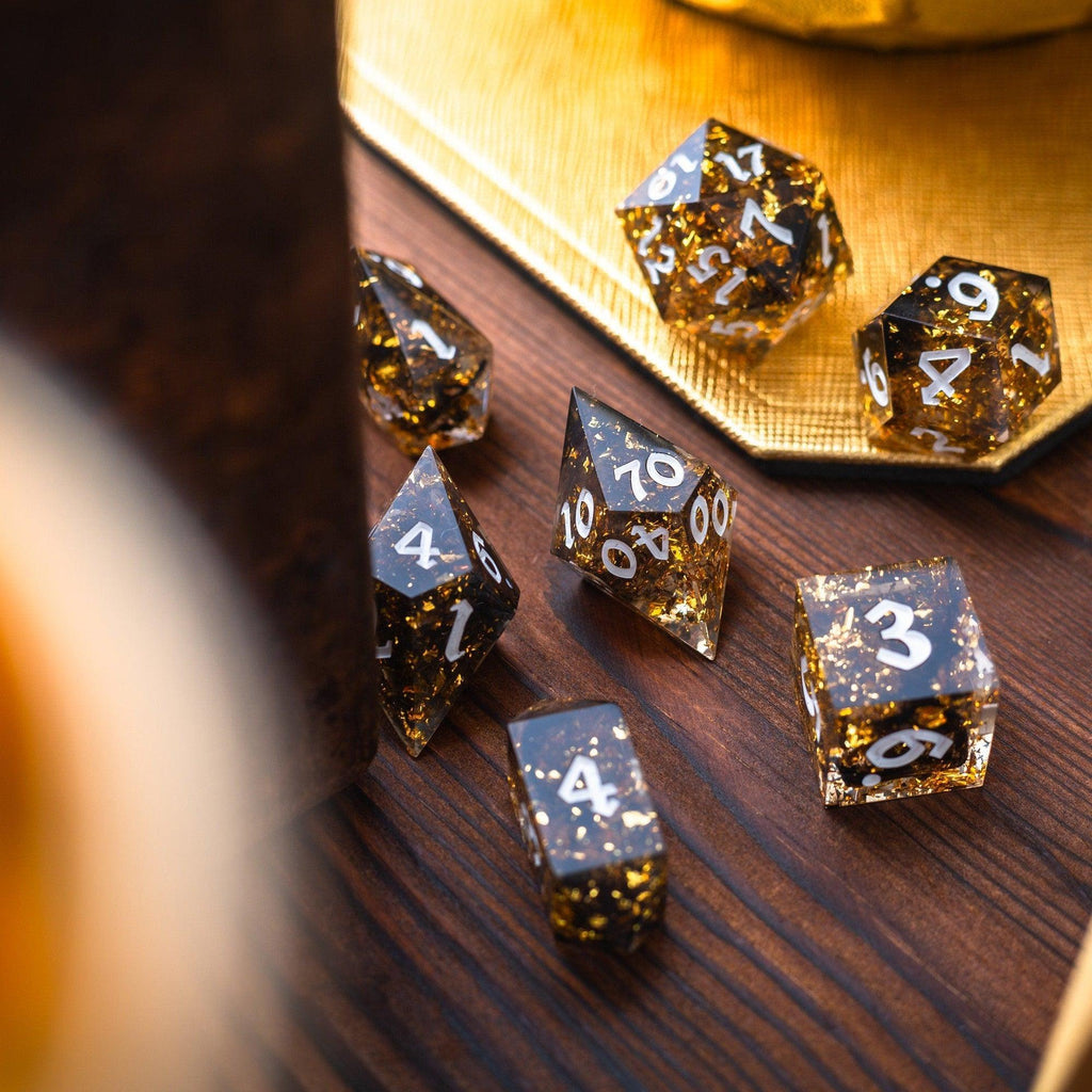Gold Handmade Resin DND Dice Set | Resin Dice | Wiccan Center