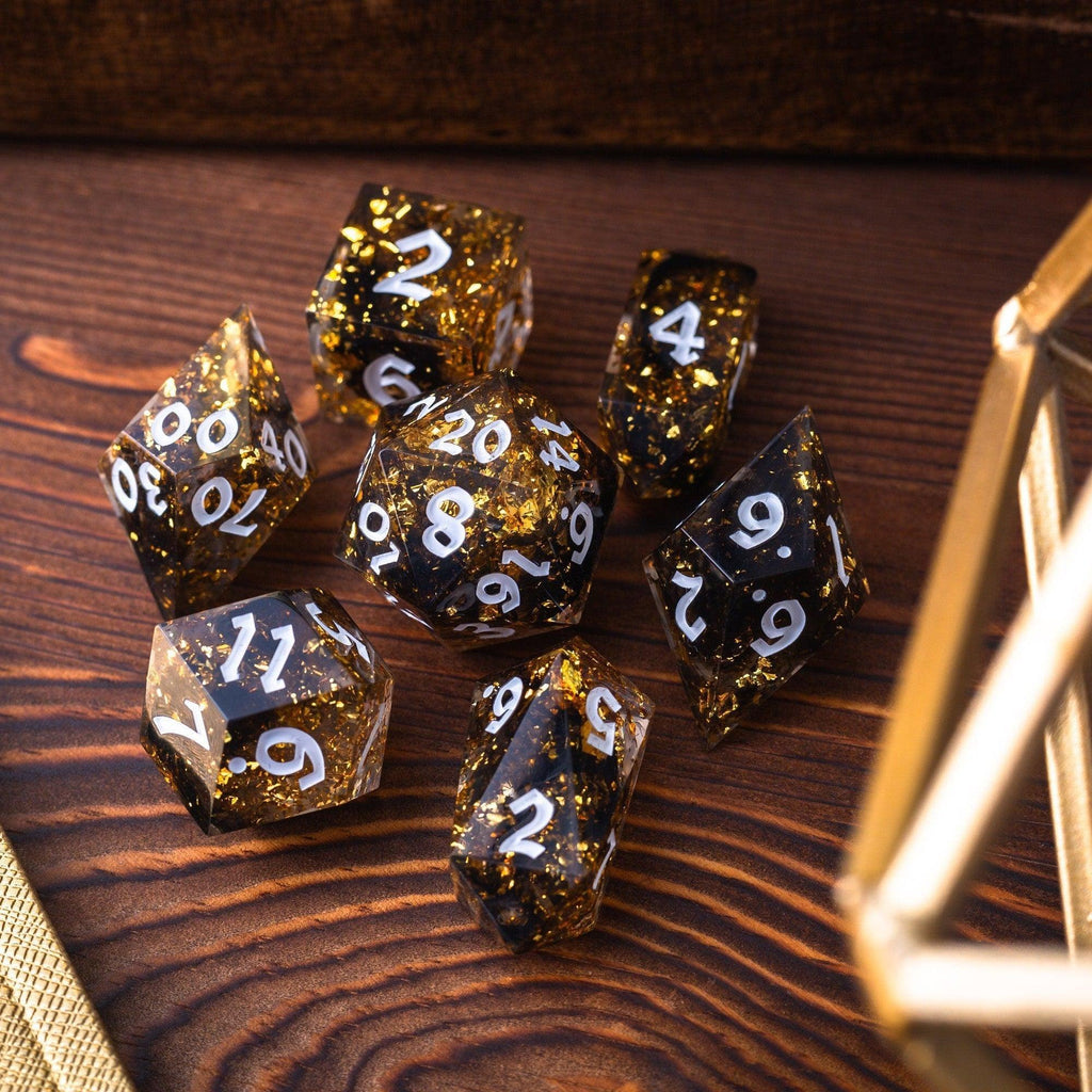 Gold Handmade Resin DND Dice Set | Resin Dice | Wiccan Center