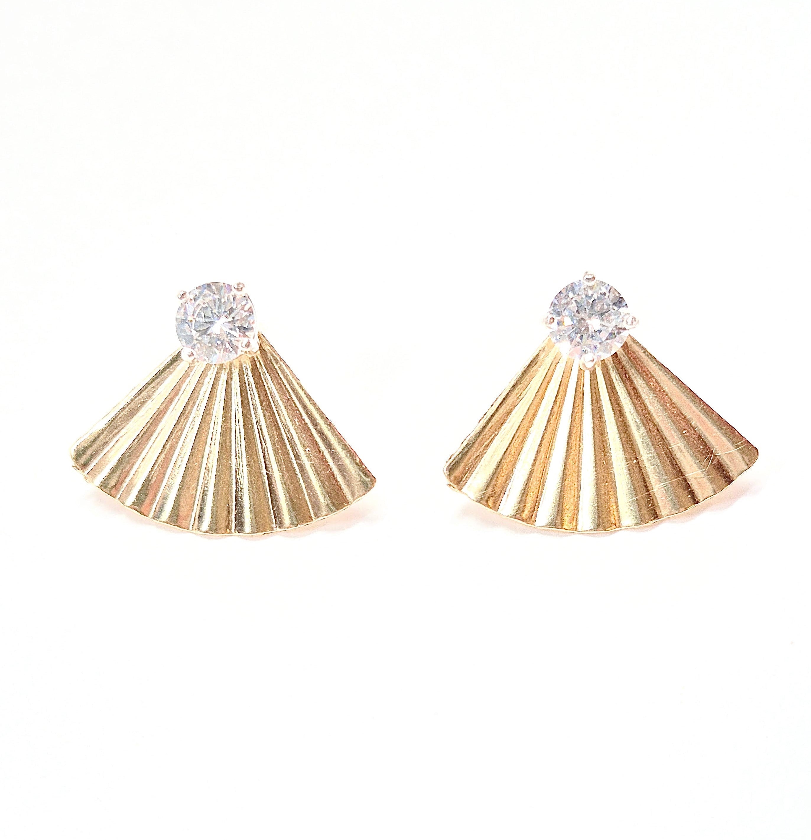 Fan Rhinestone Ear Jacket Earrings