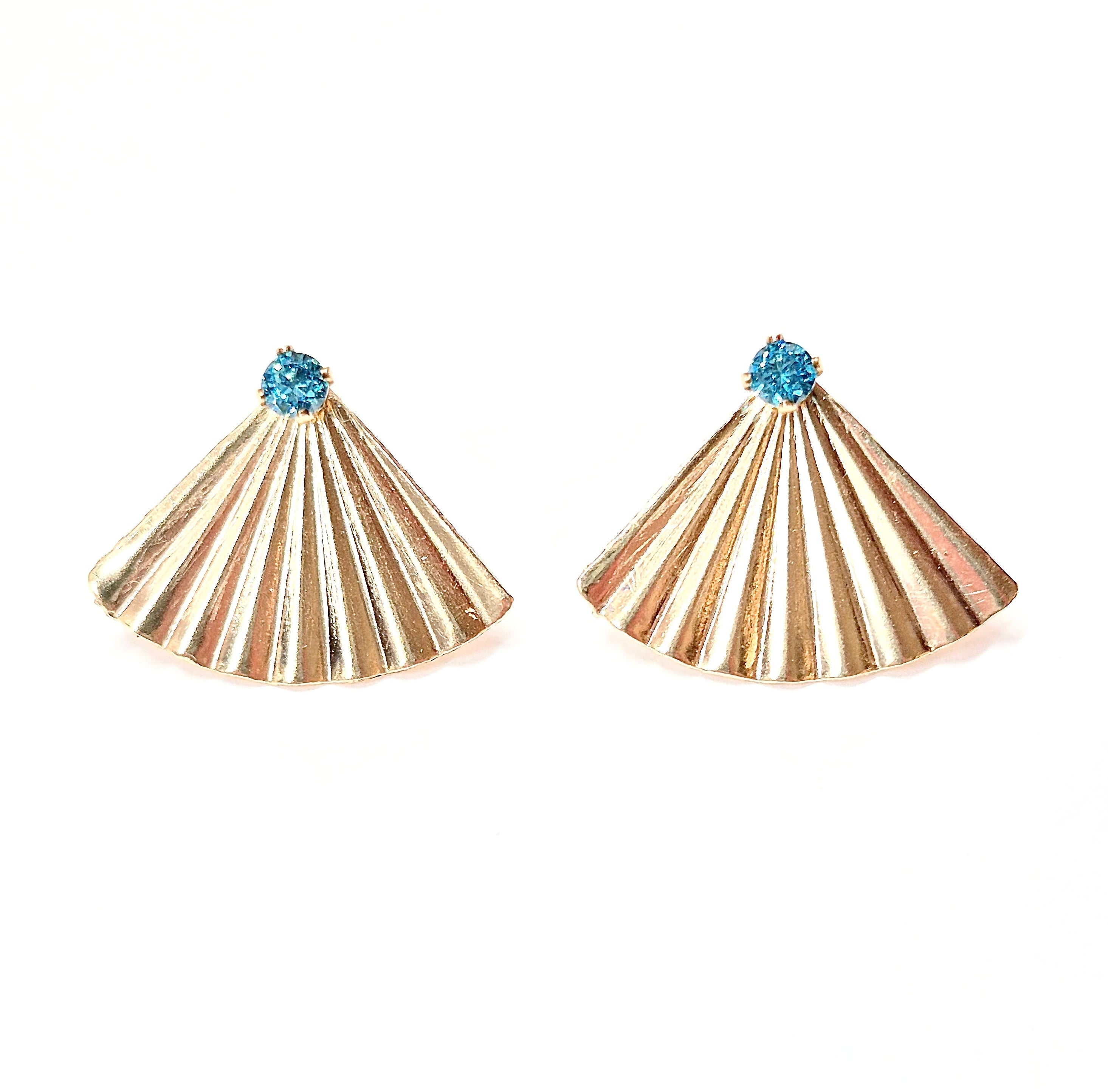 Fan Rhinestone Ear Jacket Earrings