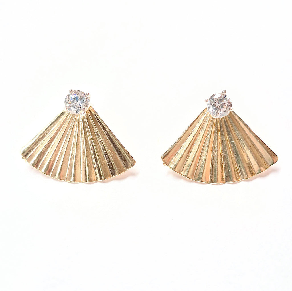 Fan Rhinestone Ear Jacket Earrings