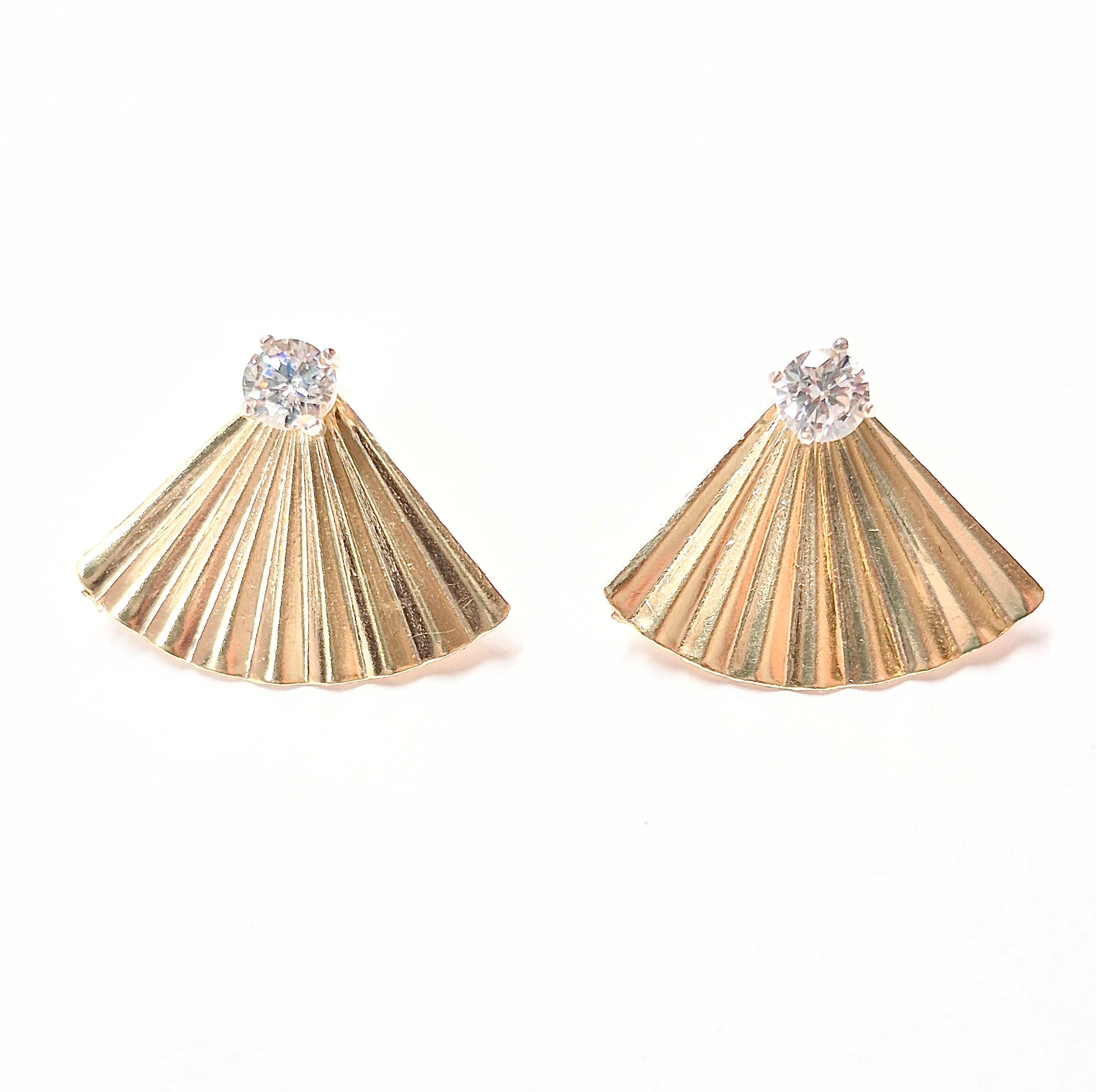 Fan Rhinestone Ear Jacket Earrings