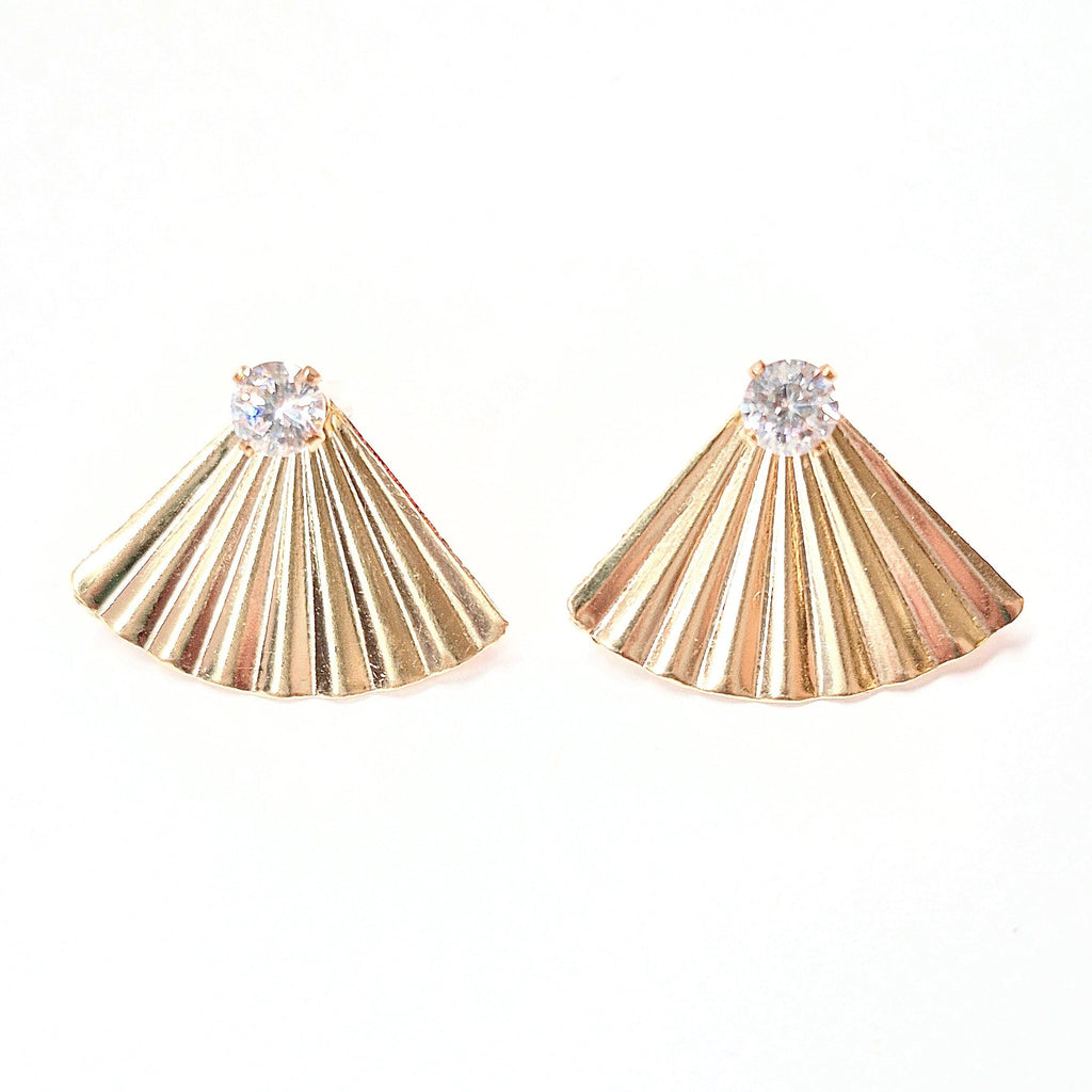 Fan Rhinestone Ear Jacket Earrings