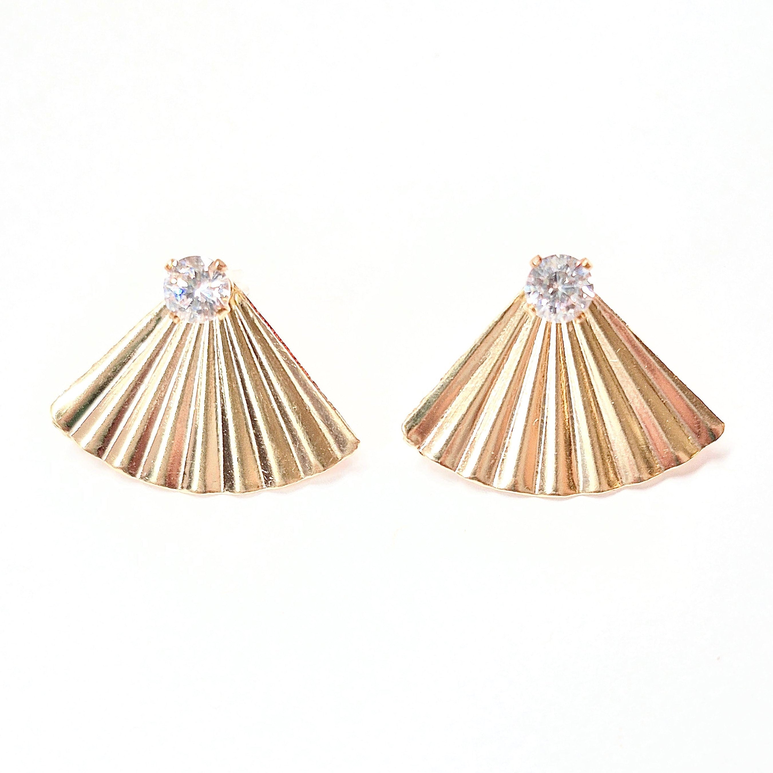 Fan Rhinestone Ear Jacket Earrings