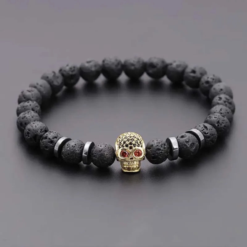 Lava Rock Skull Bracelet | bracelets | Wiccan Center