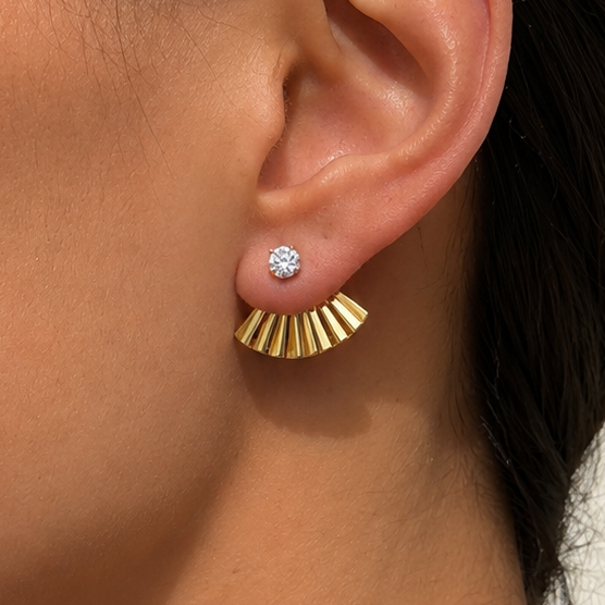 Fan Rhinestone Ear Jacket Earrings
