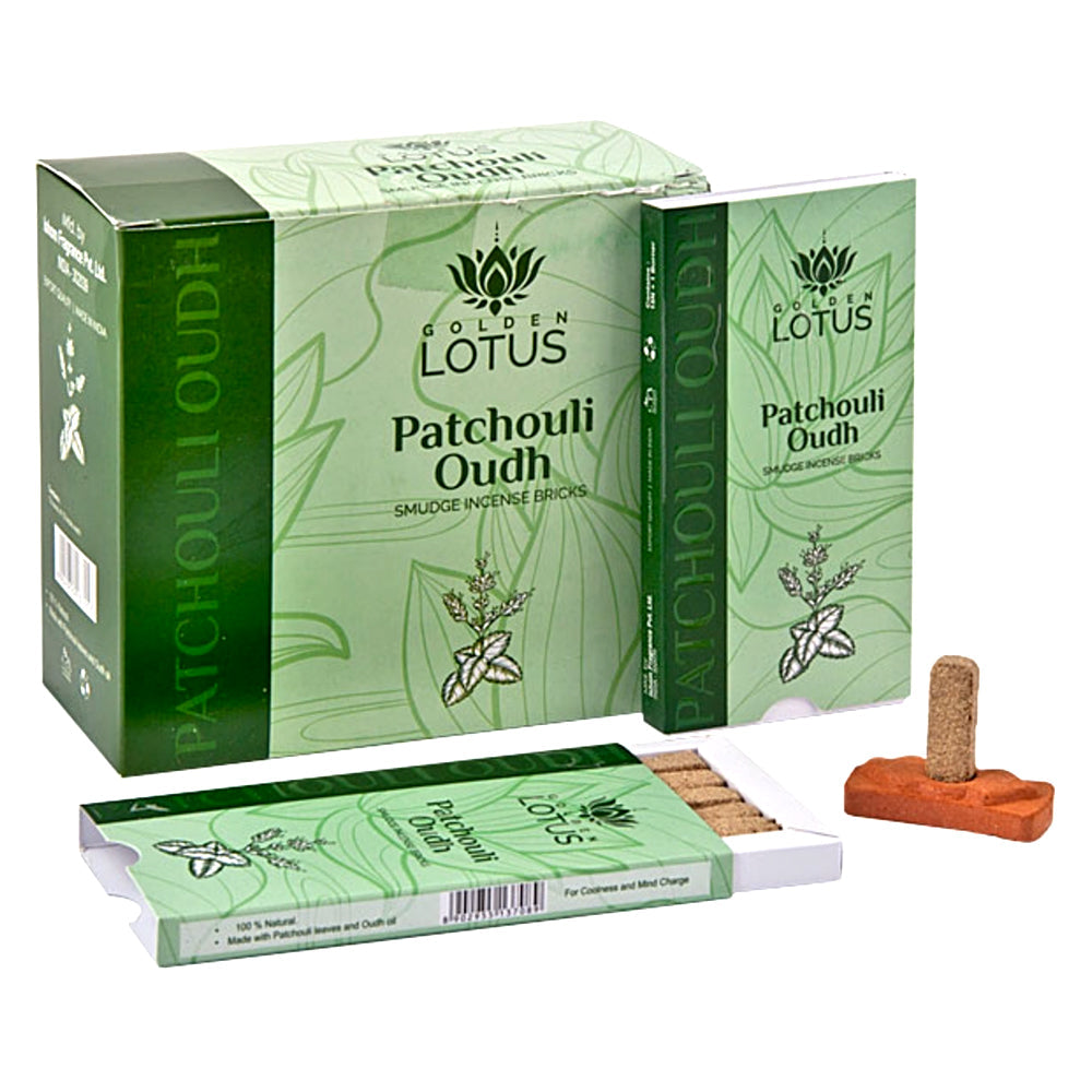 Golden Lotus Patchouli Oudh Smudge Incense Bricks | Incense | Wiccan Center