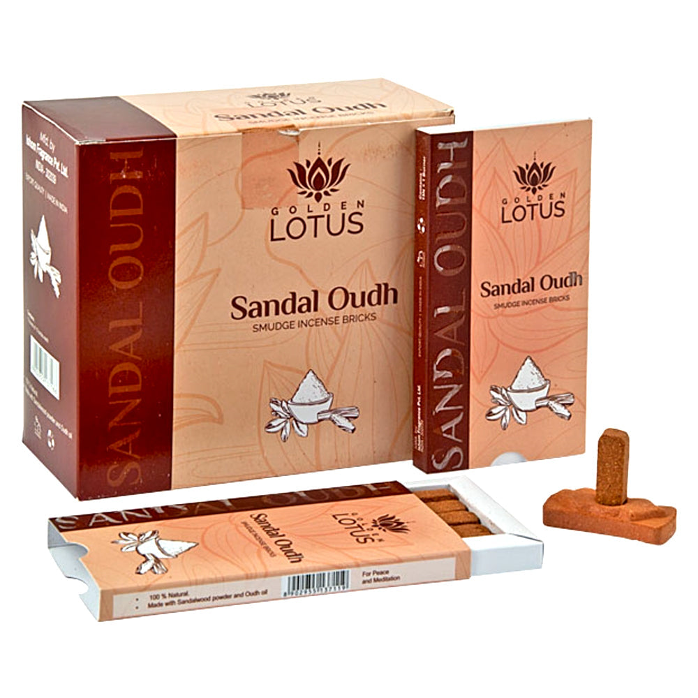 Golden Lotus Sandal Oudh Smudge Incense Bricks | Incense | Wiccan Center