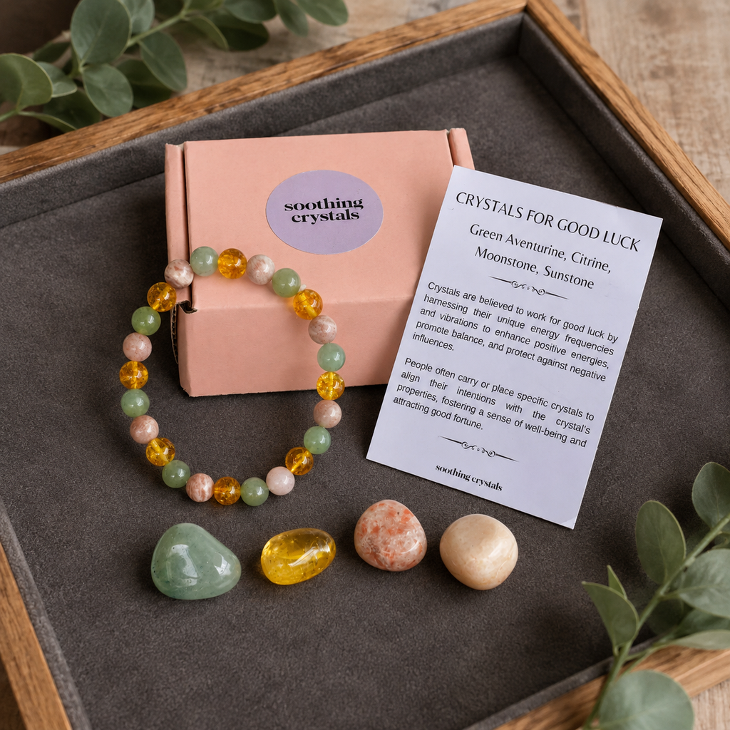 Bringing GOOD LUCK Crystal Kit, Gemstone Tumble Kit, Good Luck Crystal Gift Set