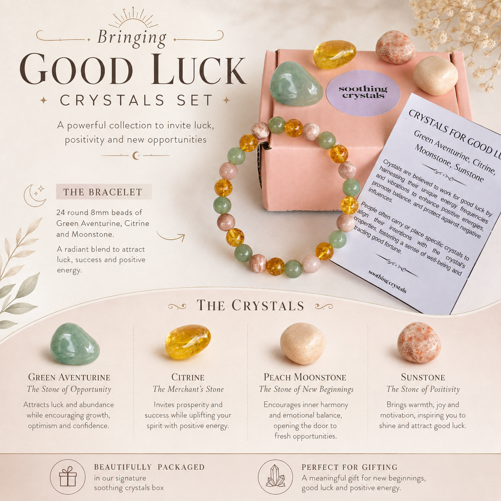 Bringing GOOD LUCK Crystal Kit, Gemstone Tumble Kit, Good Luck Crystal Gift Set