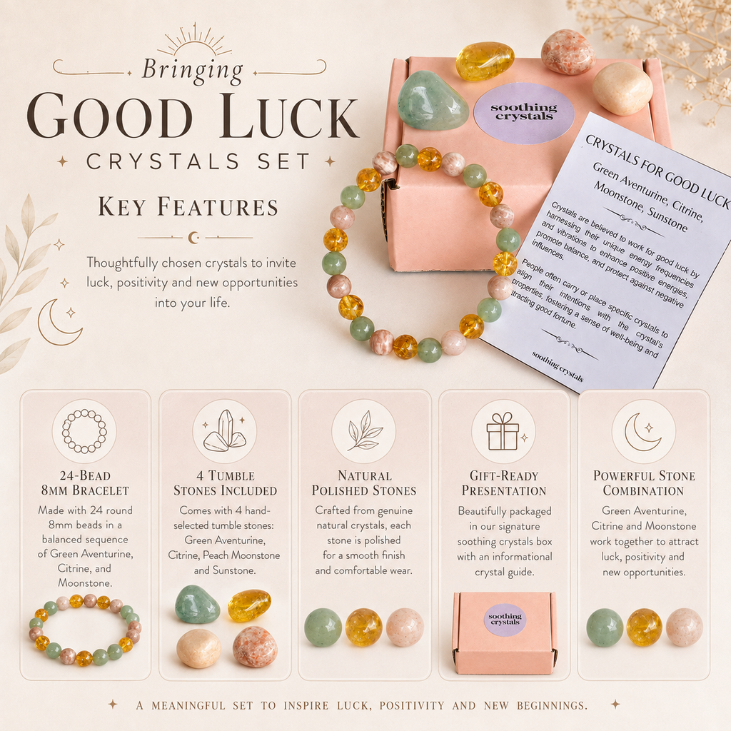Bringing GOOD LUCK Crystal Kit, Gemstone Tumble Kit, Good Luck Crystal Gift Set