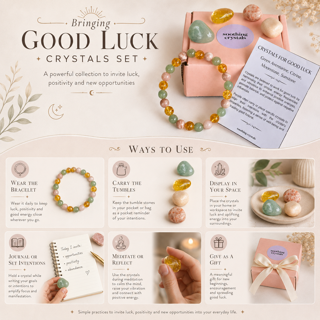 Bringing GOOD LUCK Crystal Kit, Gemstone Tumble Kit, Good Luck Crystal Gift Set