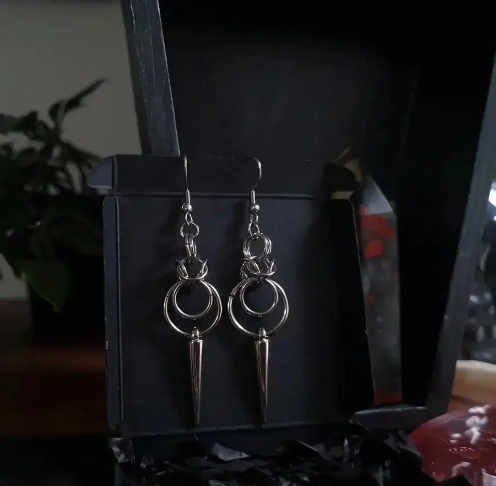 Gothic Chainmail Spike Earrings | earrings | Wiccan Center