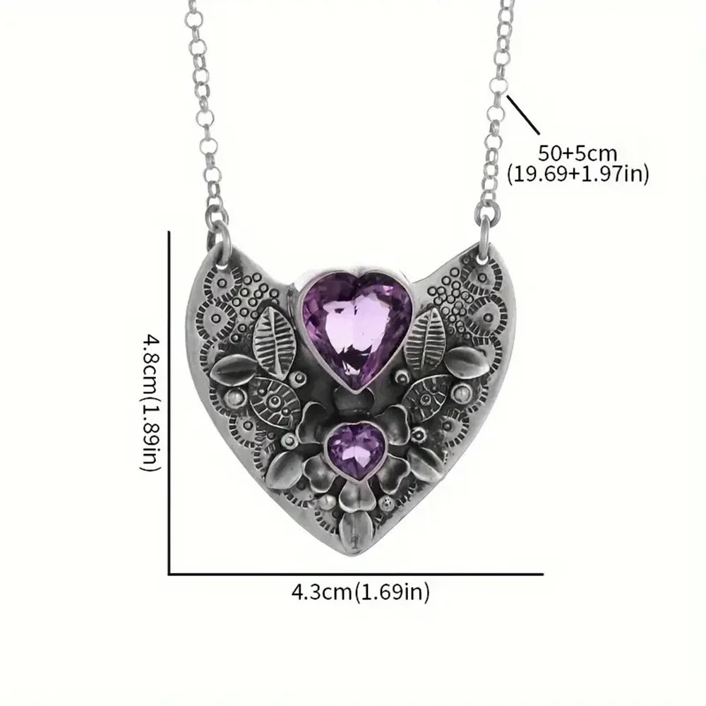 Amethyst Heart Pendant Necklace | necklace | Wiccan Center