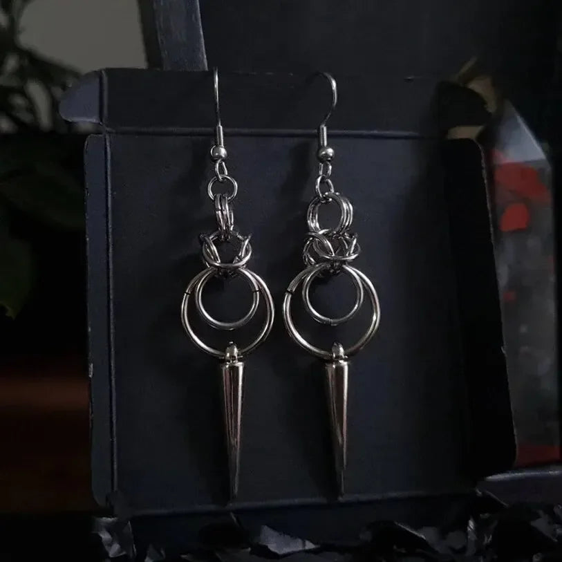 Gothic Chainmail Spike Earrings | earrings | Wiccan Center