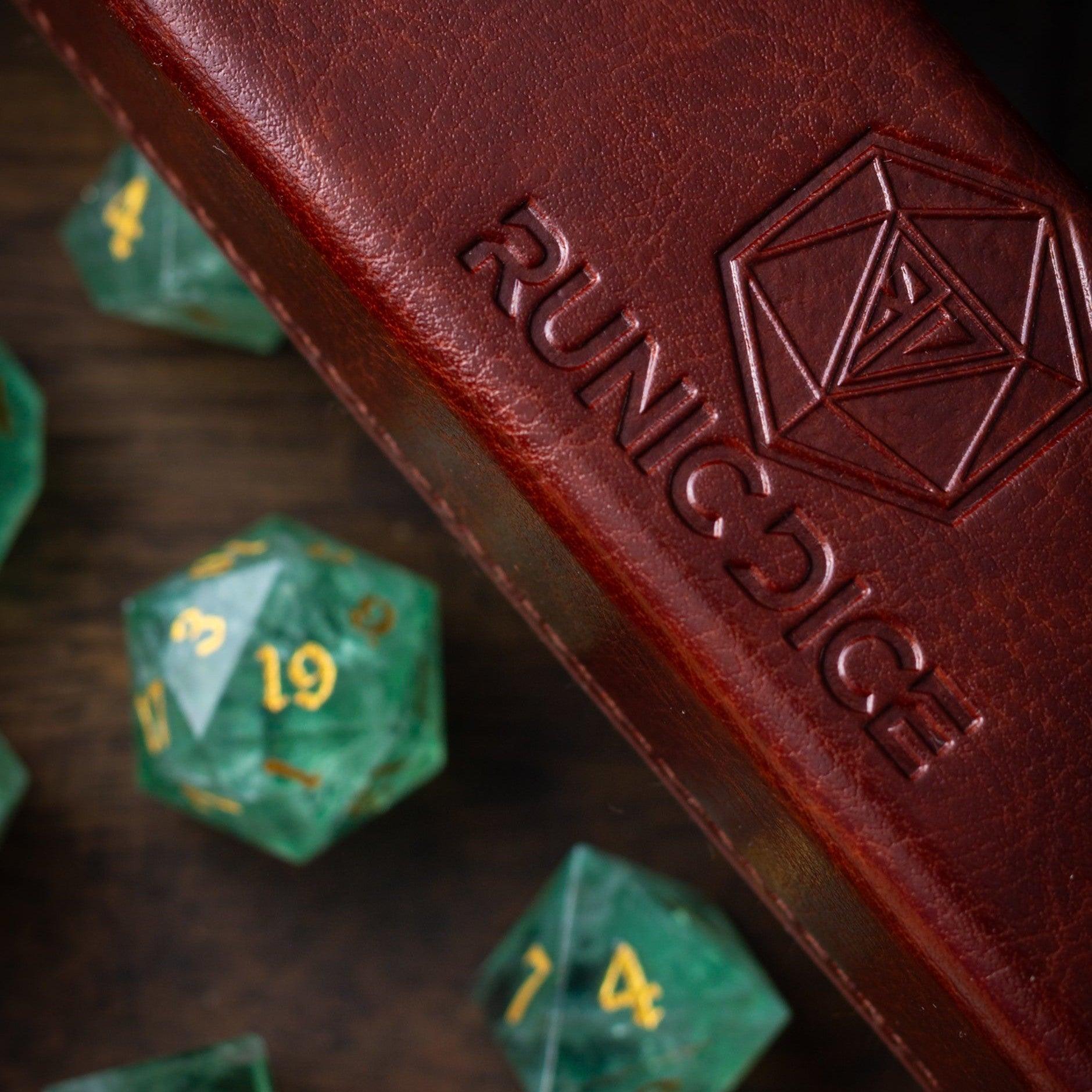 Green Fluorite Gemstone (Chlorophane) Hand Carved DND Dice Set | Gemstone Dice | Wiccan Center