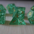 Green Lightning Cracked Glass DND Dice Set | Gemstone Dice | Wiccan Center