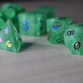 Green Mint Inked Lightning Cracked Glass DND Dice Set | Gemstone Dice | Wiccan Center