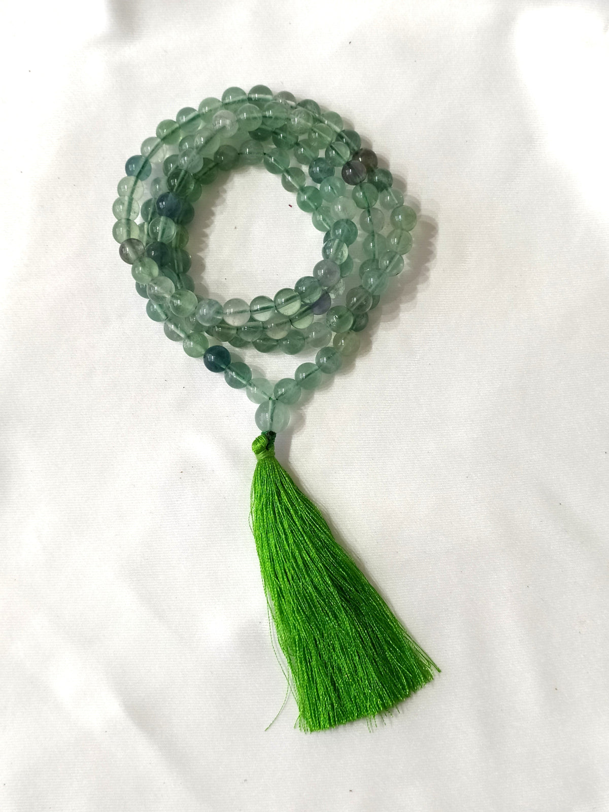 Green Fluorite Gemstone Mala, 108 Prayer Bead Mala.