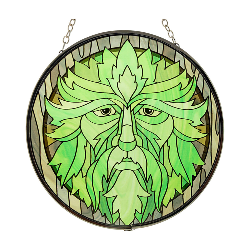 Green Man Glass Suncatcher | Figurine | Wiccan Center