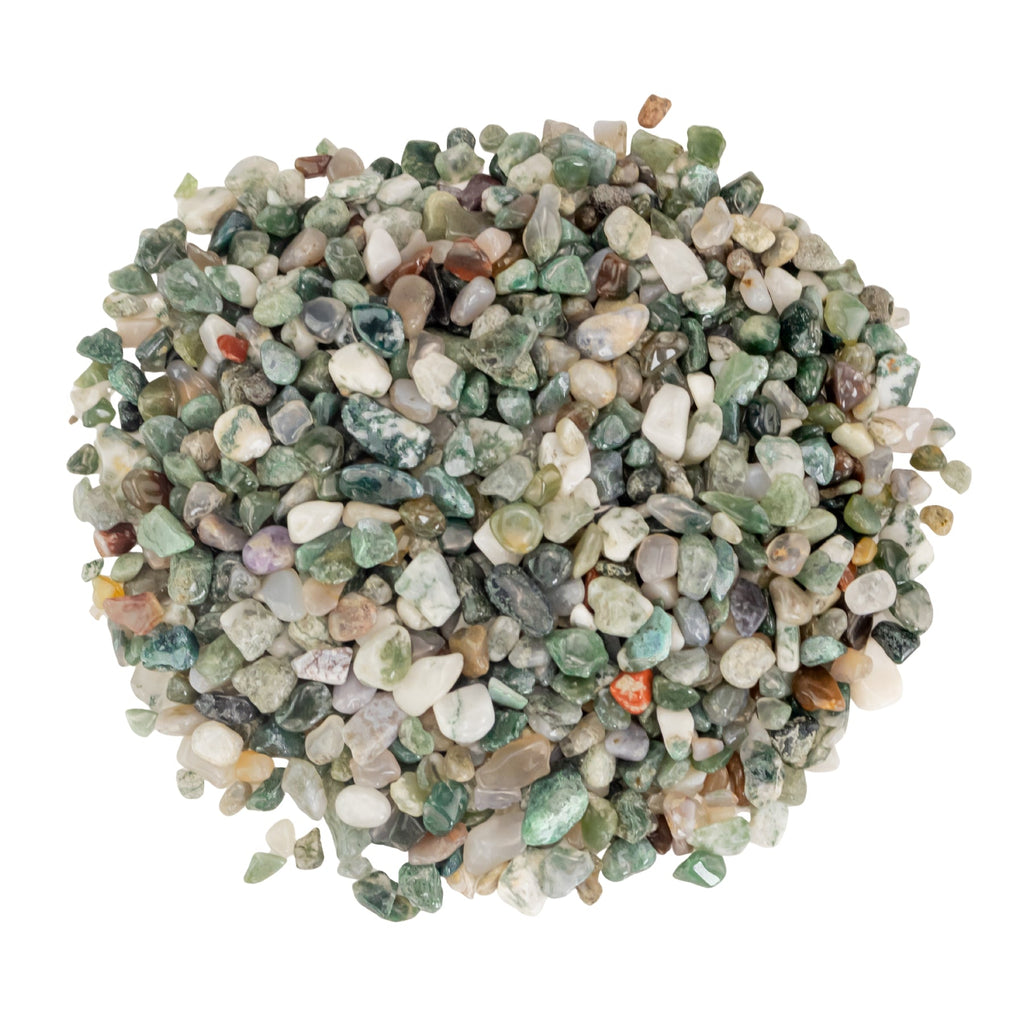 Green Moss Agate Crystal Chips 1lb