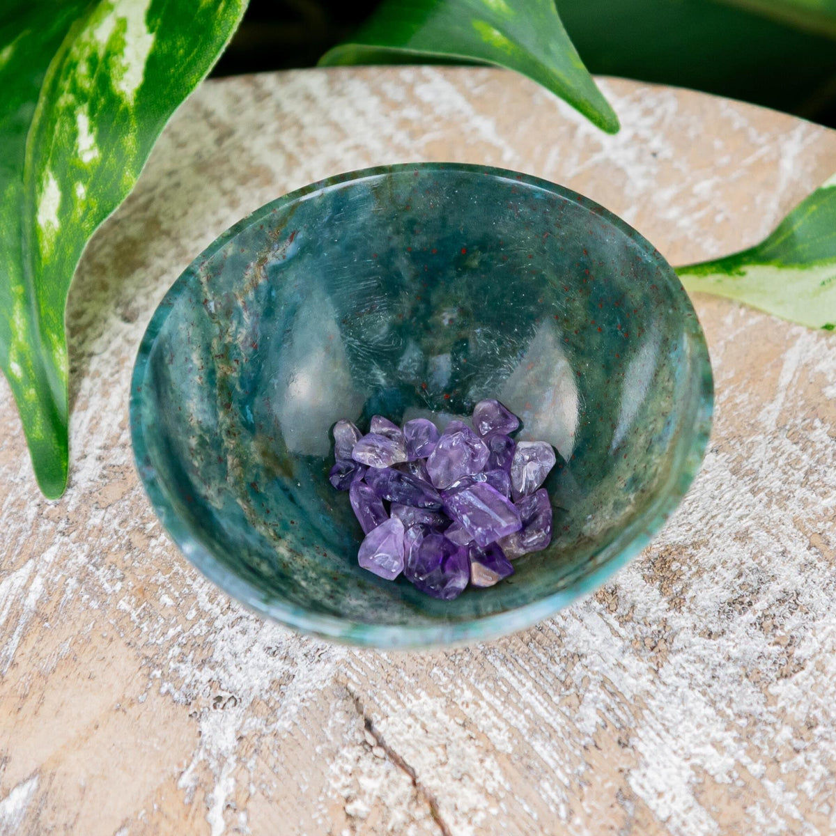Small Green Moss Agate Bowl | | Wiccan Center
