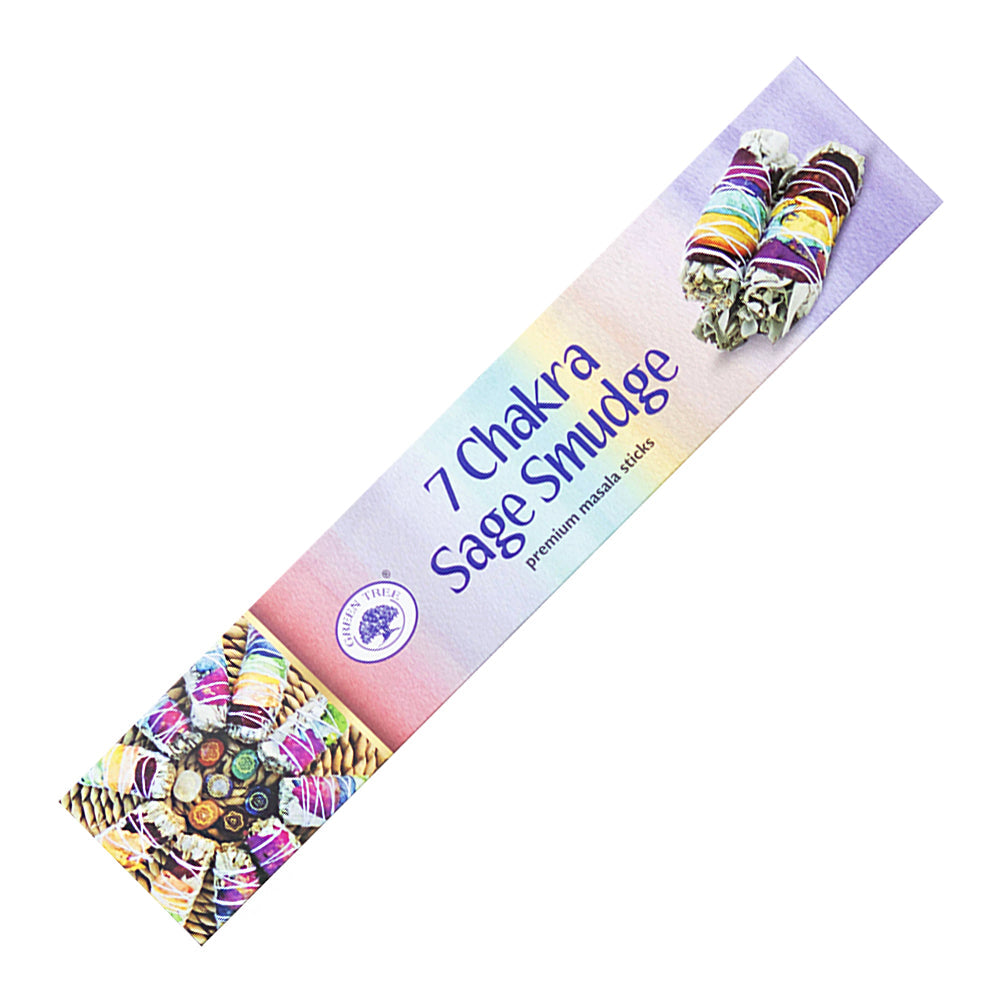 Green Tree 7 Chakra Sage Smudge Incense Sticks 15g | Incense | Wiccan Center