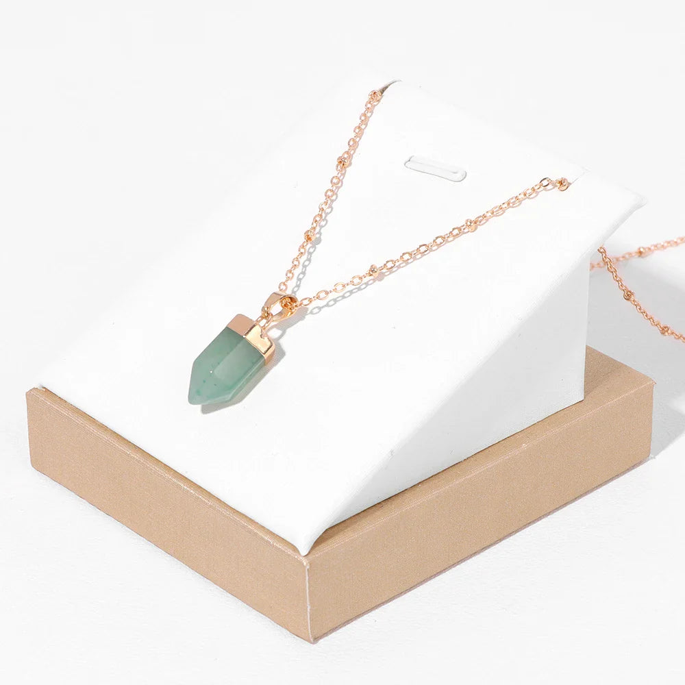 Crystal Point Gold Pendant Necklaces | necklace | Wiccan Center