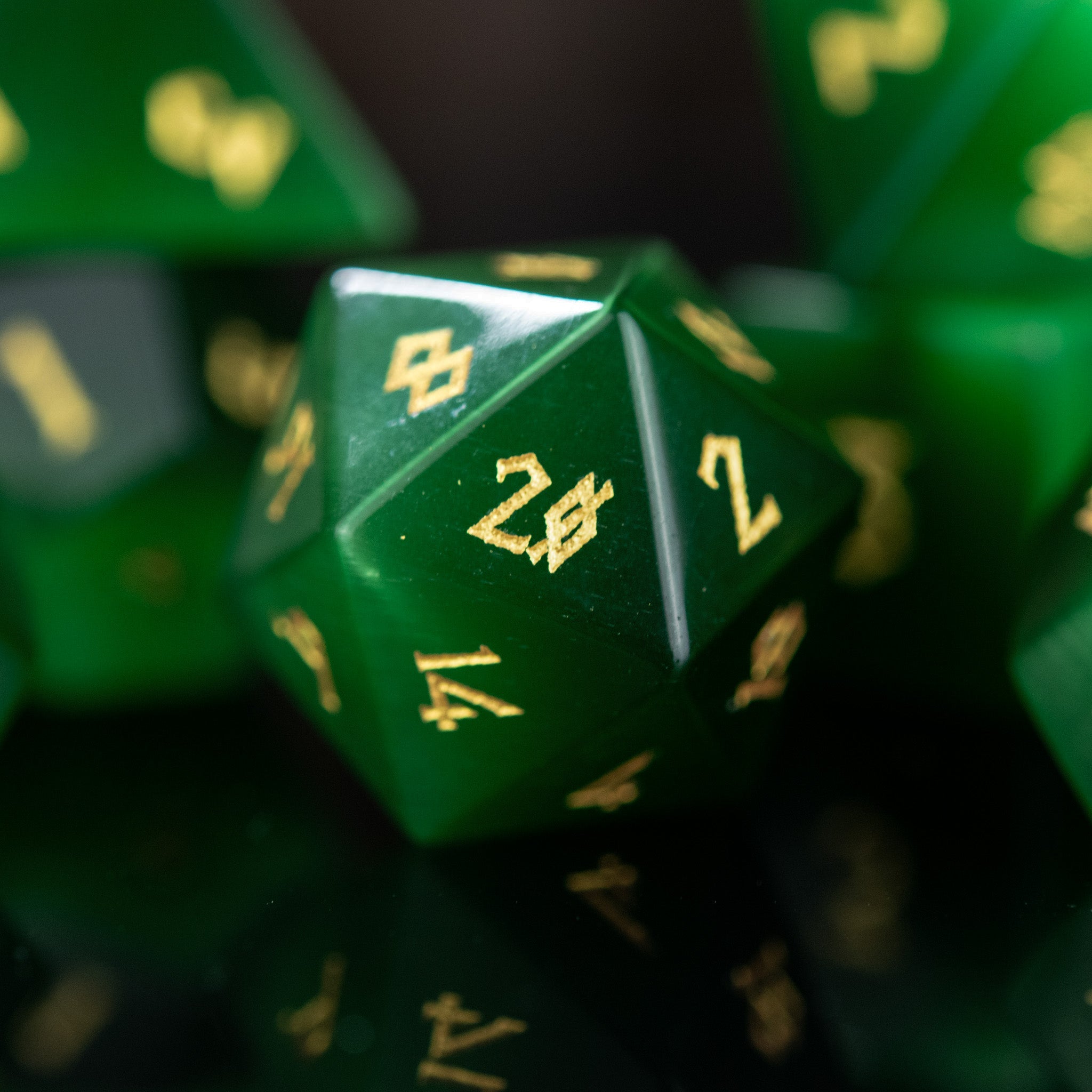 Green Cat's Eye Stone Dice Set | Stone/Glass | Wiccan Center