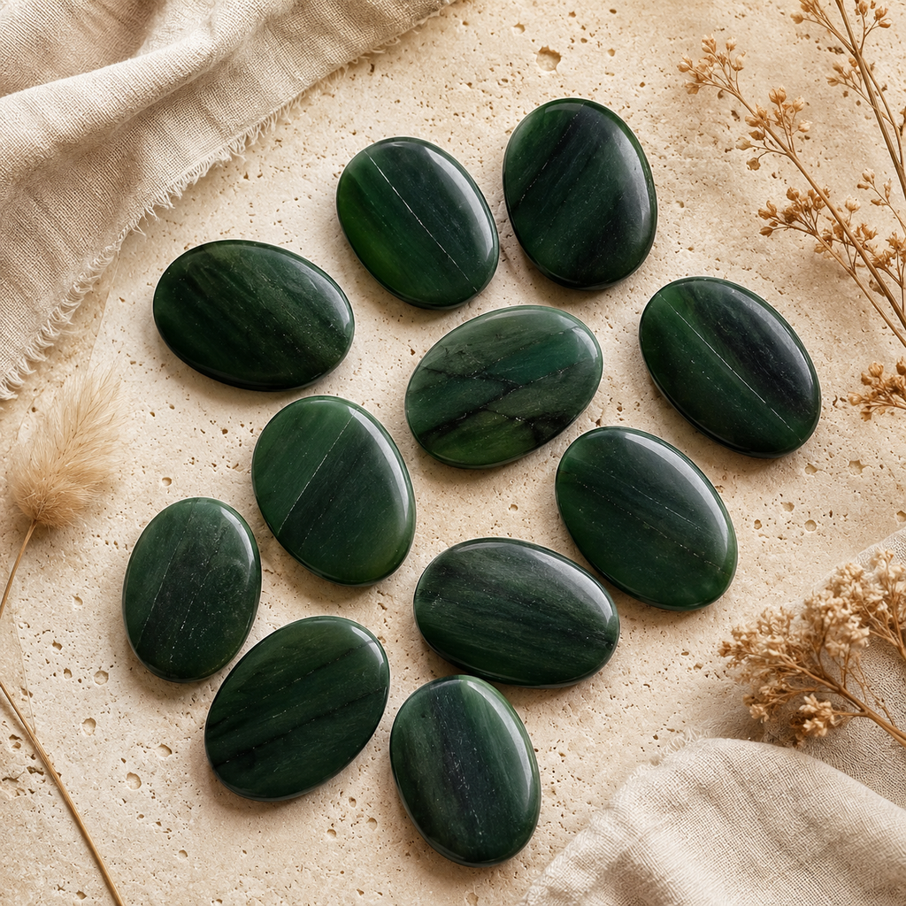 Green Jade Pocket Stones (wisdom and balance)