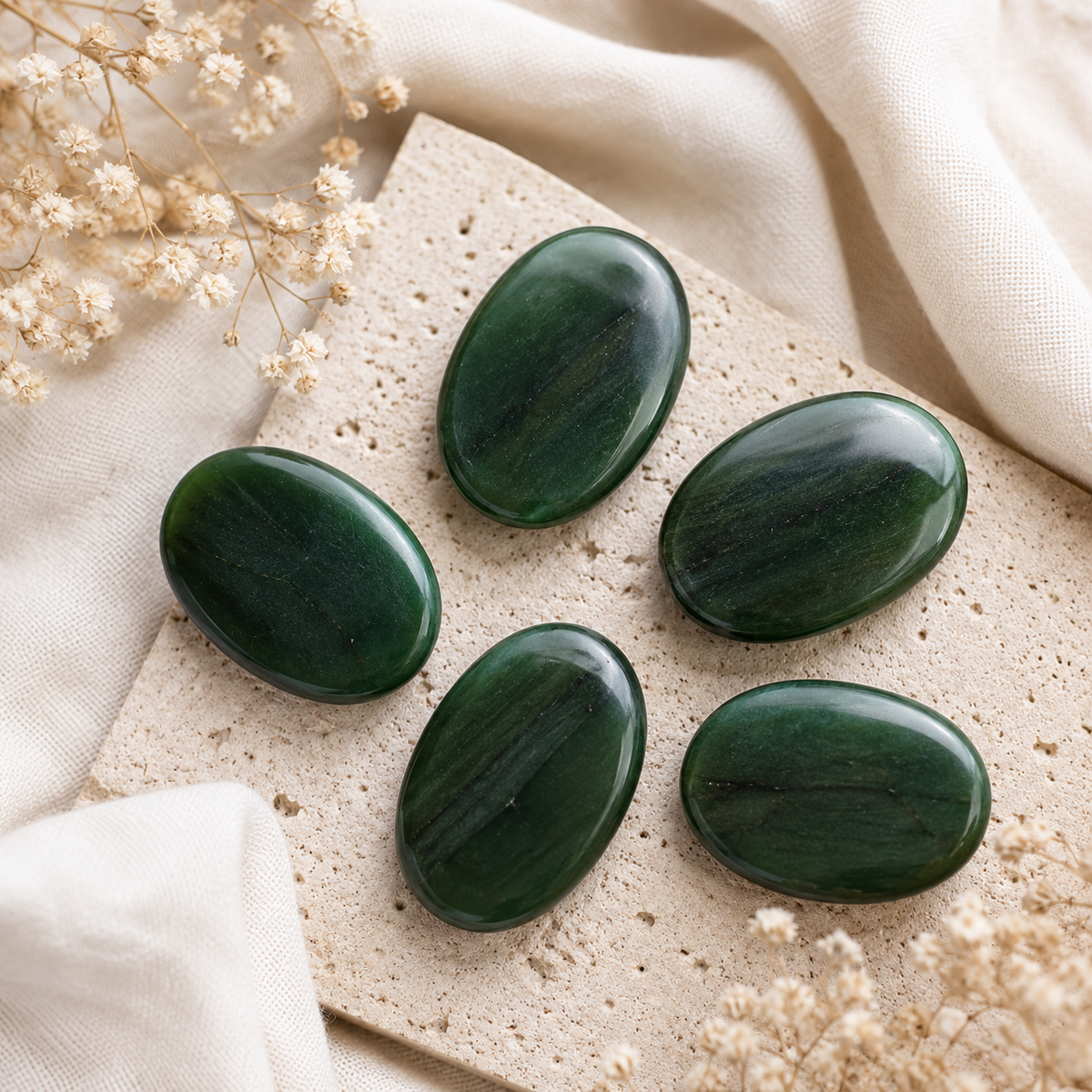Green Jade Pocket Stones (wisdom and balance)